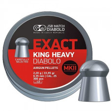 JSB Exact King Heavy MKII Pellets 6.35mm .25 Calibre 33.95 grain Tin of 300